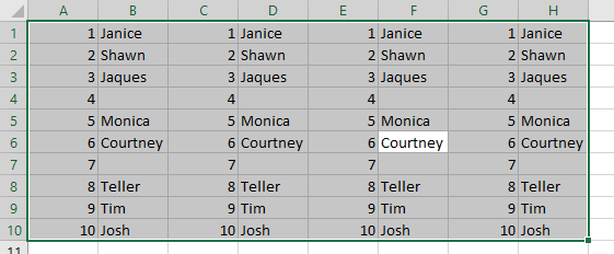 sample excel data